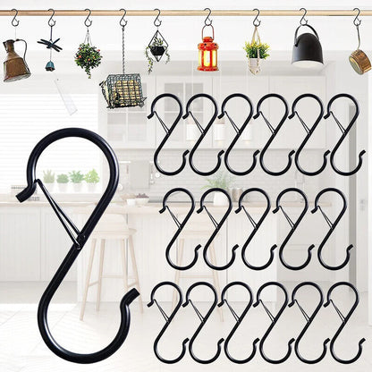 Hanging Hooks 10-100Pcs Metal S-Shaped Hanger Heavy Duty Clasp Pot Storage Rack