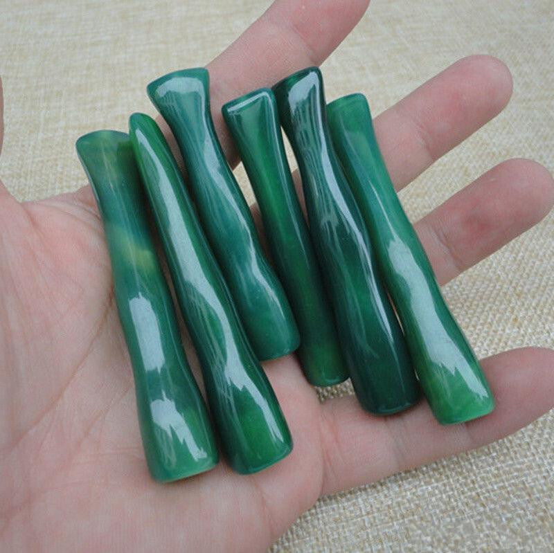 1pc New Natural Brazil Agate Jade Bamboo Filter Cigarette Holder Washable