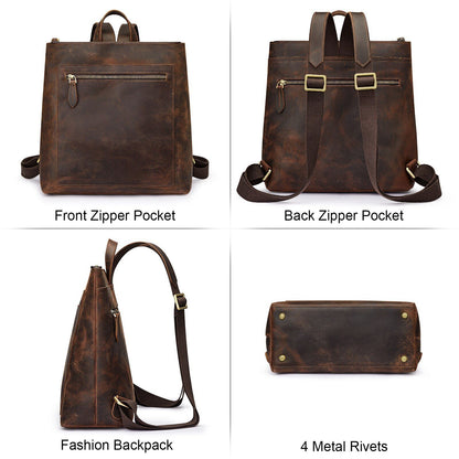 Women Genuine Leather Backpack Purse Vintage Schoolbag Luggage Sleeve Traveling