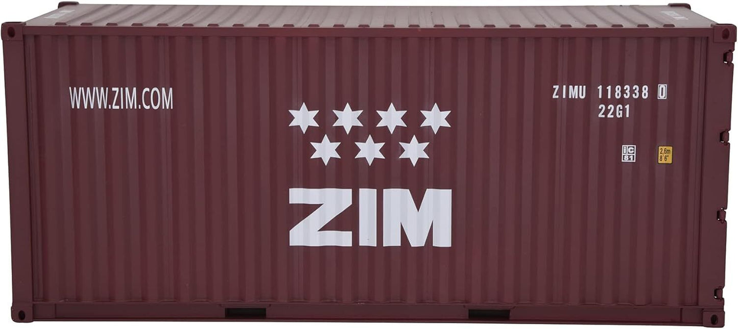1:20 ZIM 20GP Shipping Container Model Abs Resin & Wood Toy Home Decoration Gift