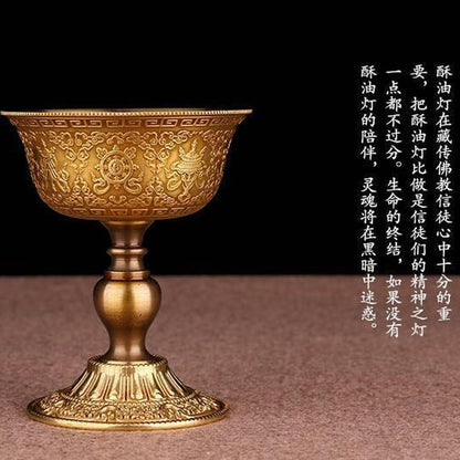 8.5cm Tibetan Buddhism Pure Copper Supply Lamp Buddhist Altar Butter Lamp Holder