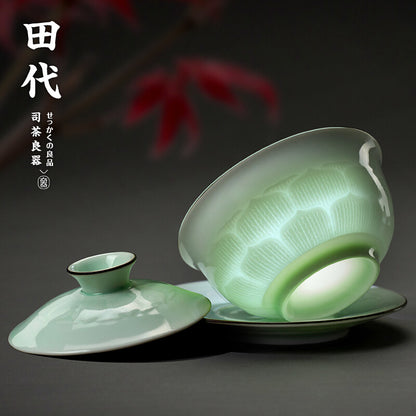 Jingdezhen Yingqing Gaiwan Pure Handmade Porcelain Sancai Tea Bowl