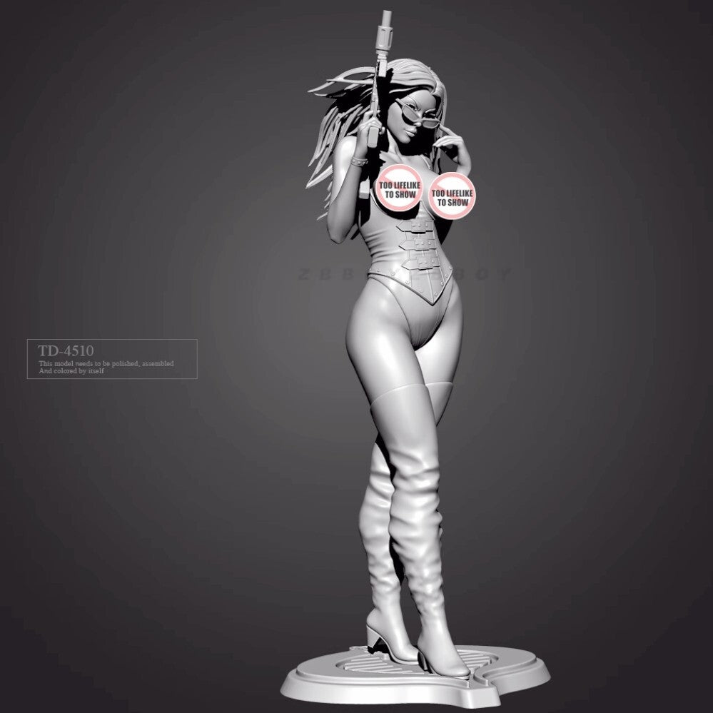 1/35 resin figure model kit Sexy Gun Raising Girl Unassembled Unpainted