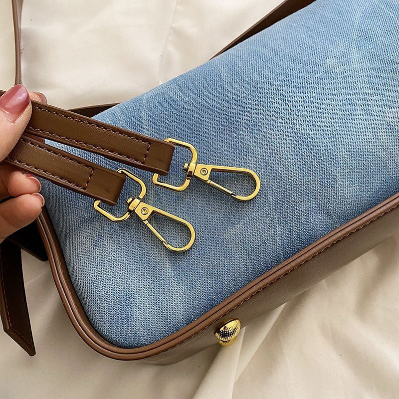 Denim Shoulder Bags Contrast Color Underarm Hobo Bag Crossbody Purses Handbags