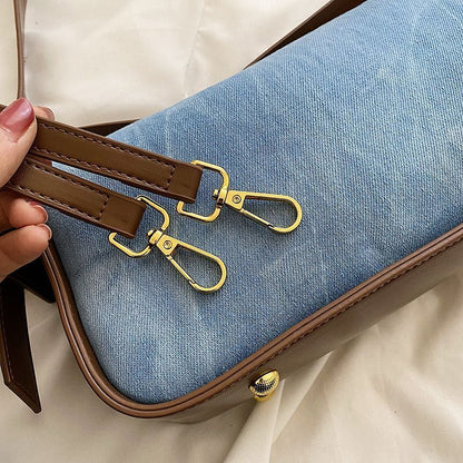 Denim Shoulder Bags Contrast Color Underarm Hobo Bag Crossbody Purses Handbags