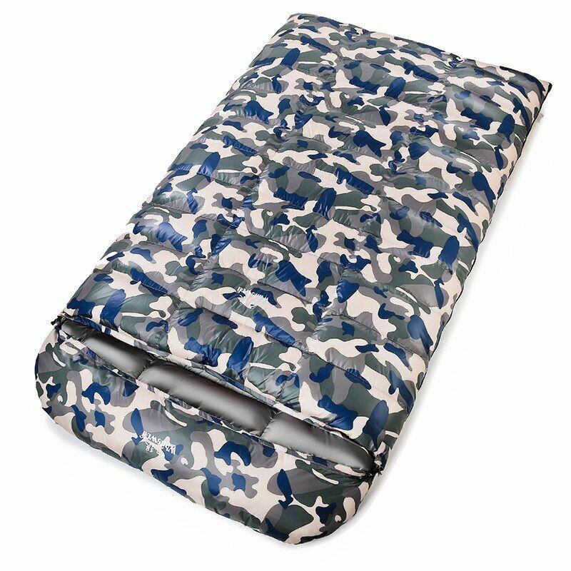 Double Sleeping Bag White Goose Down Winter Camping Backpacking Hiking Traveling