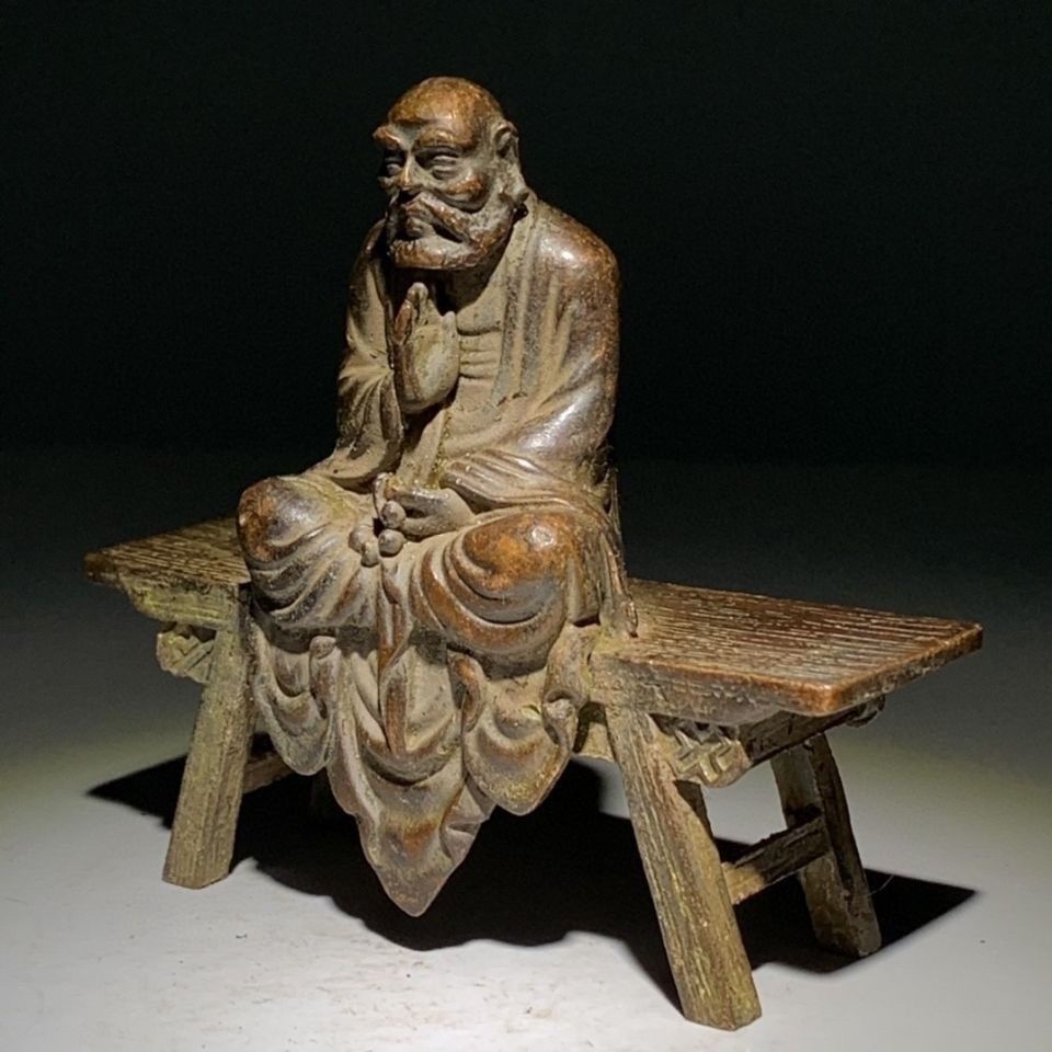 Exquisite Chinese Pure Red Copper Buddhist Bench Buddha Statue Decoration