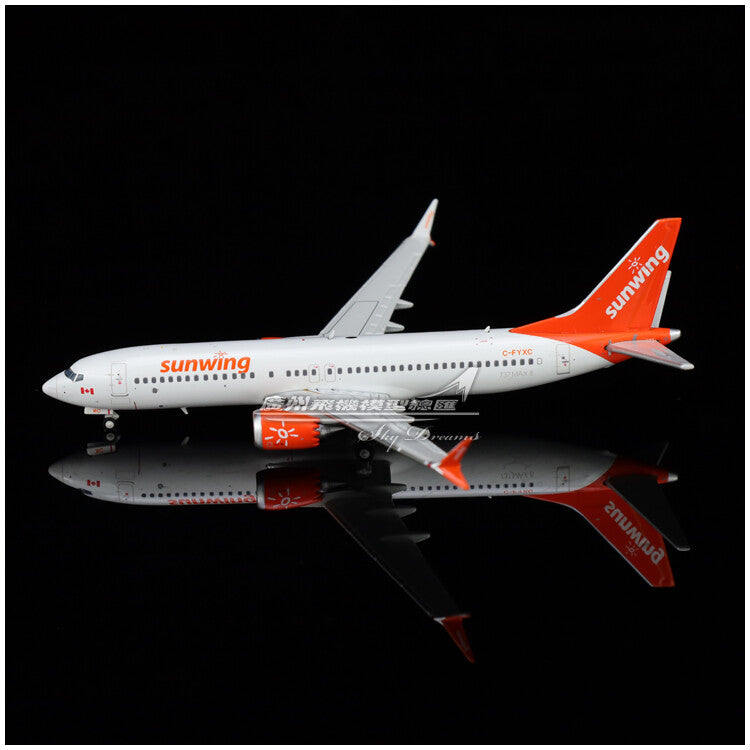 1:400 JC Wings Sunwing BOEING 737 MAX 8 Passenger Airplane Diecast Plane Model