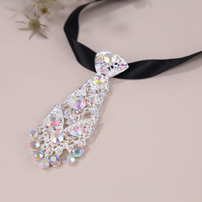Men's Metal Gold Silver Diamond Bow Tie Pre Tied Shiny Wedding Party Show Tie