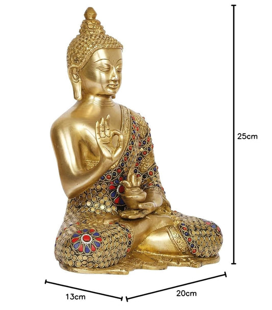 Brass Lord Blessing Gautam Buddha Idol Statue Figurine Home Decor