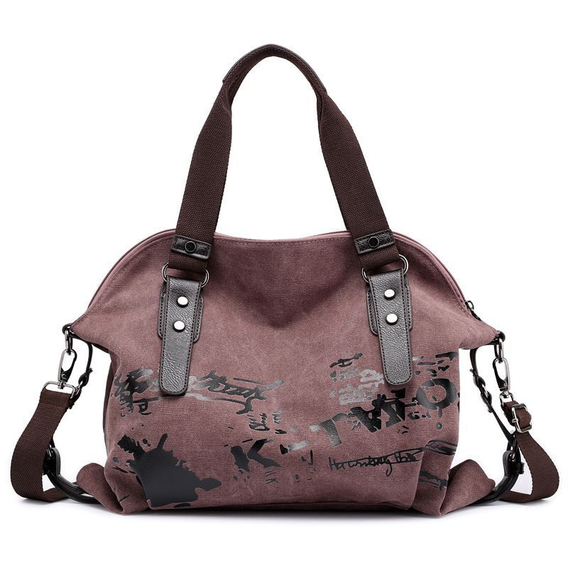 Canvas Shoulder Bags Vintage Graffiti Print Handbags Shoulder Purse Totes Bags