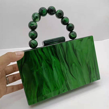 2022 New Fashion Pearl Acrylic Day Box Bags Women Bead Beach Girl Lady Handbag