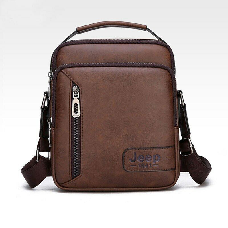 Men Crossbody Bag Multi-function Shoulder Bags Large Capacity Split Leather Bag