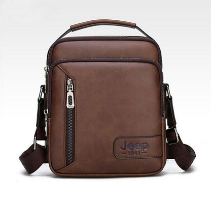 Men Crossbody Bag Multi-function Shoulder Bags Large Capacity Split Leather Bag