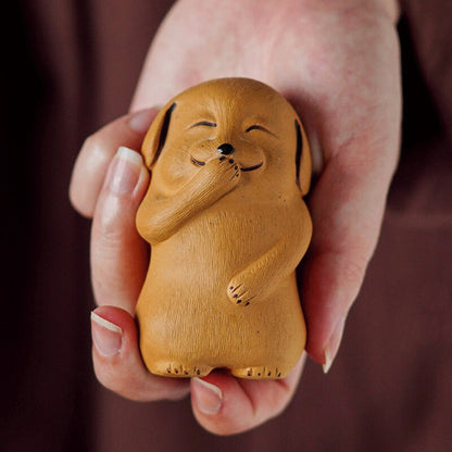 Yixing Clay Ceramic Teapet Funny Dog Tea Accessories Tea Pet Tea Tray Desk Pet