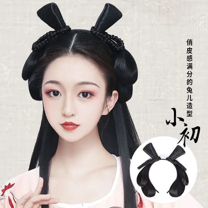 Ming Dynasty Hair Hoop Costume Wig with Built-in Bun Chinese Hair Accessories