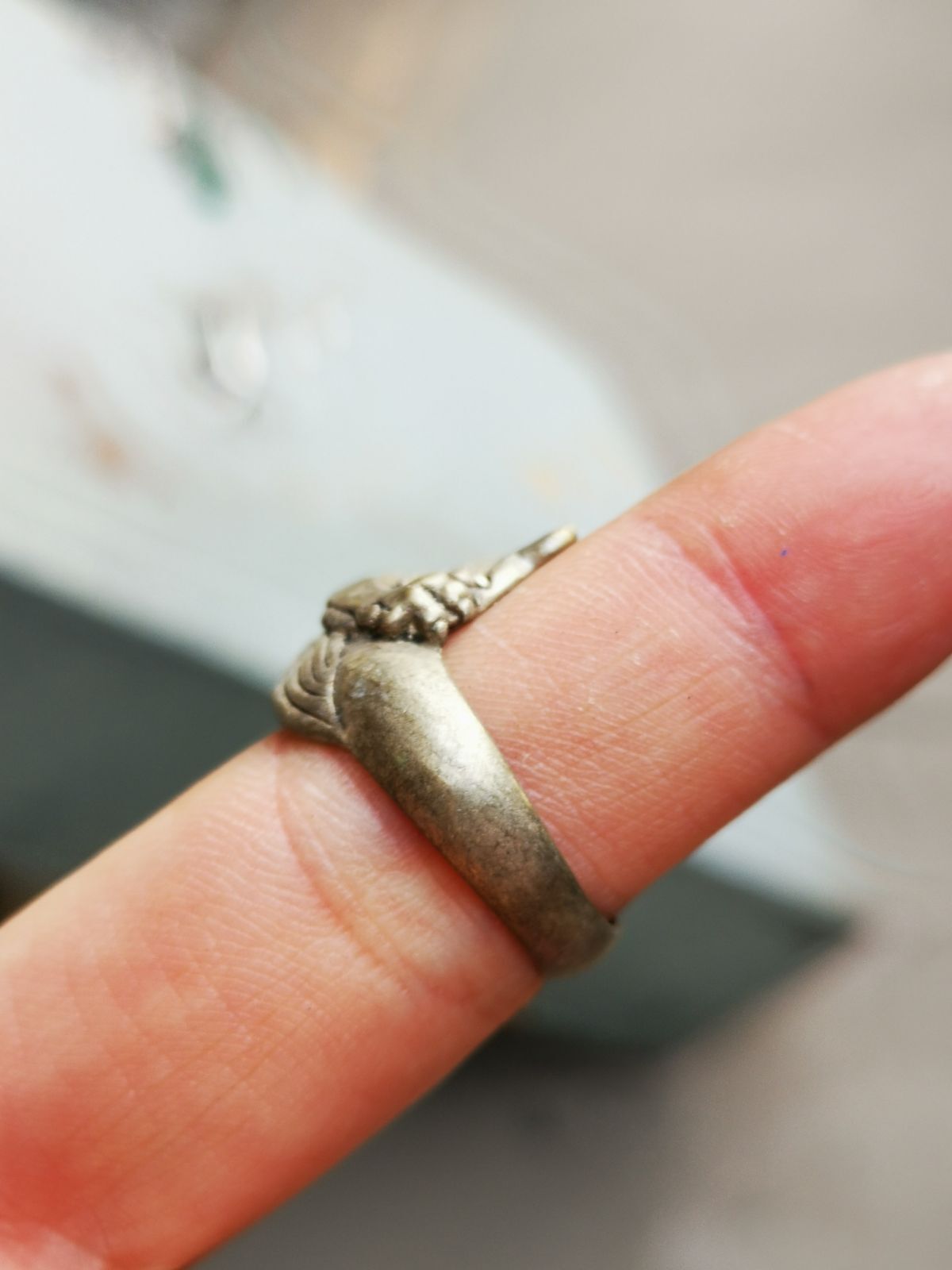 Old Chinese Tibetan Silver Handmade Tiger head Ring Men's Ring