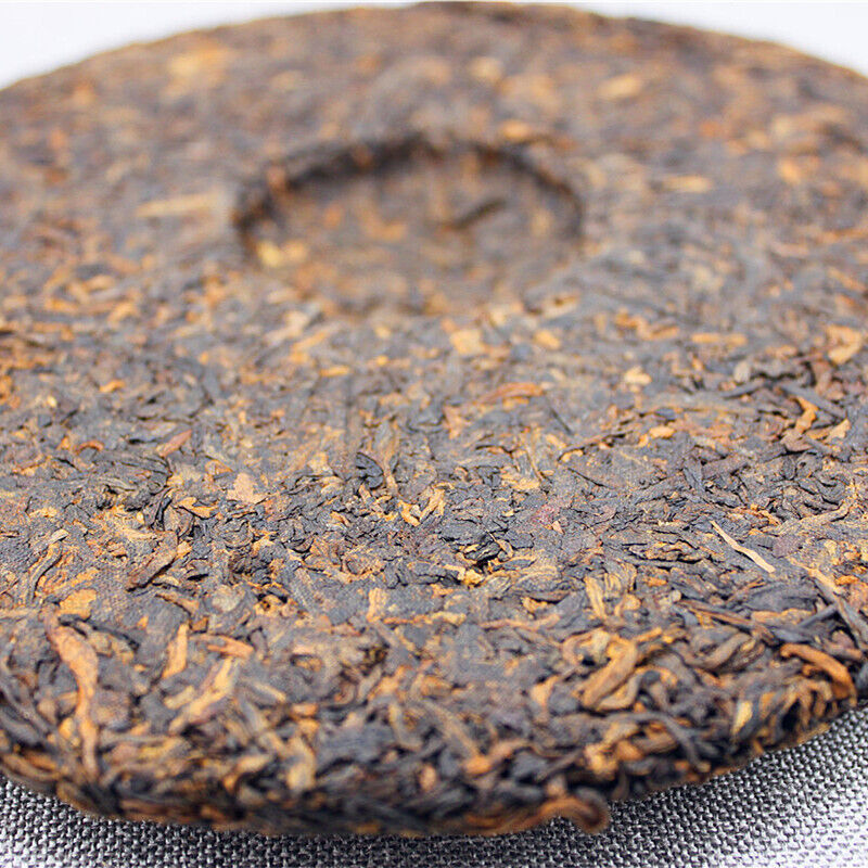 400g Yunnan Aged Golden Bud Cake Tea Hongxingxiang Old Puerh Ripe Tea Leaves