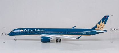 47CM Vietnam Airlines AIRBUS A350 Airplane Led Sound Light Resin Aircraft Model