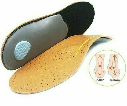 2Pair/Set Premium Leather Orthotic Insole Flat Foot Shoe Insert Arch Support Pad
