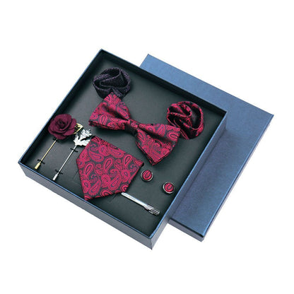 Men Ties 9Pcs Necktie Set Formal Luxury Wedding Cravat Pocket Square Silk Bowtie