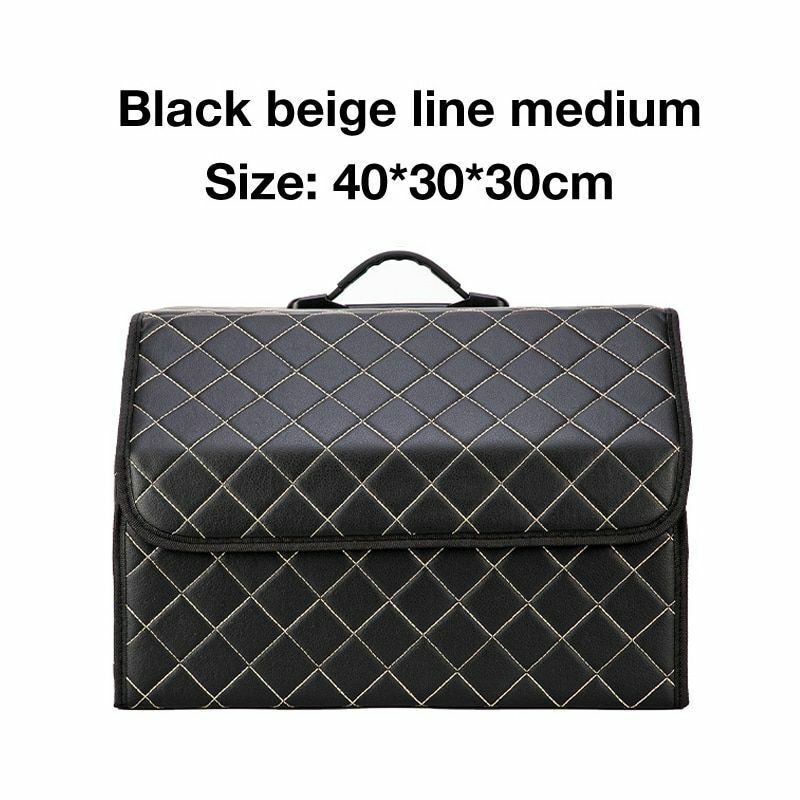 Car Trunk Storage Organizer Bag PU Leather Box Folding Stowing Tidying SUV Broad