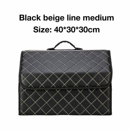 Car Trunk Storage Organizer Bag PU Leather Box Folding Stowing Tidying SUV Broad