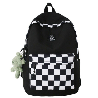 Plaid Backpack Traveling School Bag Laptop College Book Bag 30*14*44CM Green/Red