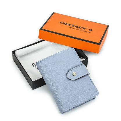 Kiss Lock Wallet RFID Genuine Leather Metal Frame Card Holder Coin Purse Handbag