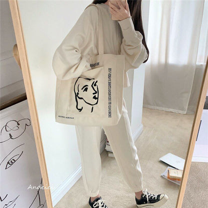 Women Canvas Shoulder Bag Casual Handbag Large Cotton Reusable Shopper Beach Bag