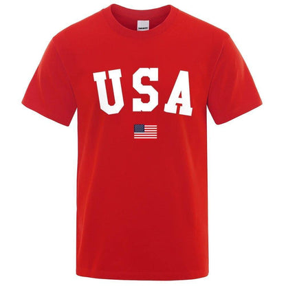 New Men's USA Flag T Shirt American Patriotic 100% Cotton