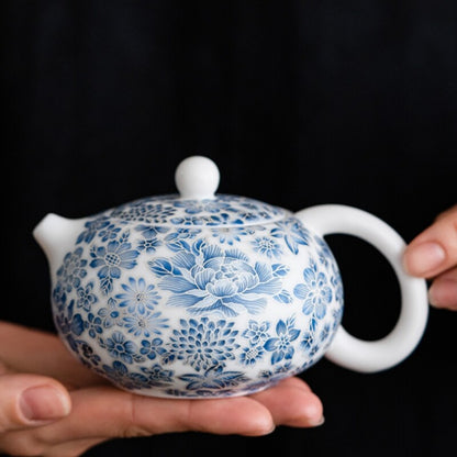 Chinese Jade Mutton Porcelain Tea Set Ceramic Tea Pot Cup Gaiwan Pitcher Filter