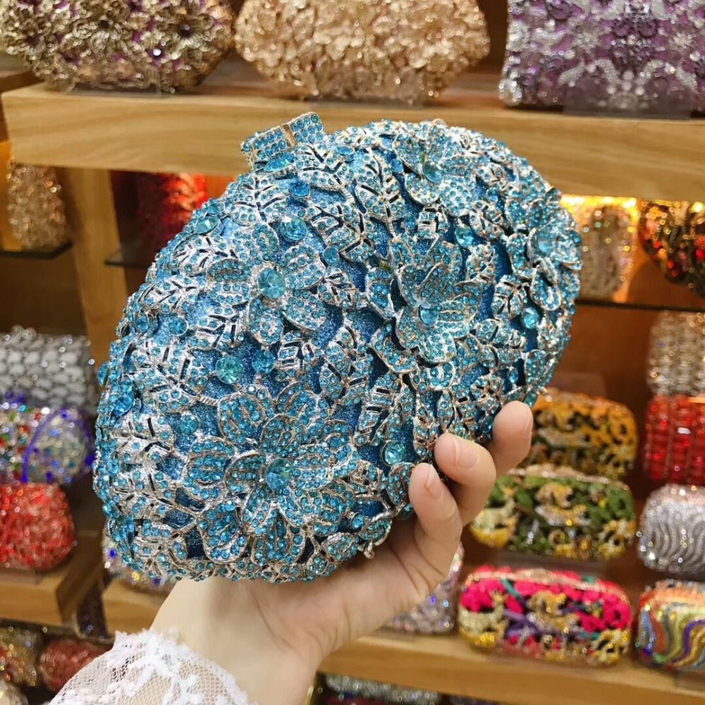 Lady New Stones Clutch Bag With Chain Quality Rhinestone Wedding Clutches Purse