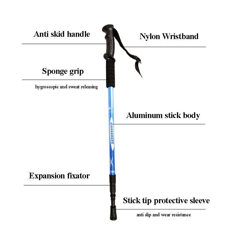Outdoor Hiking Walking Stick Camping Telescopic Aluminum Alloy Trekking Poles