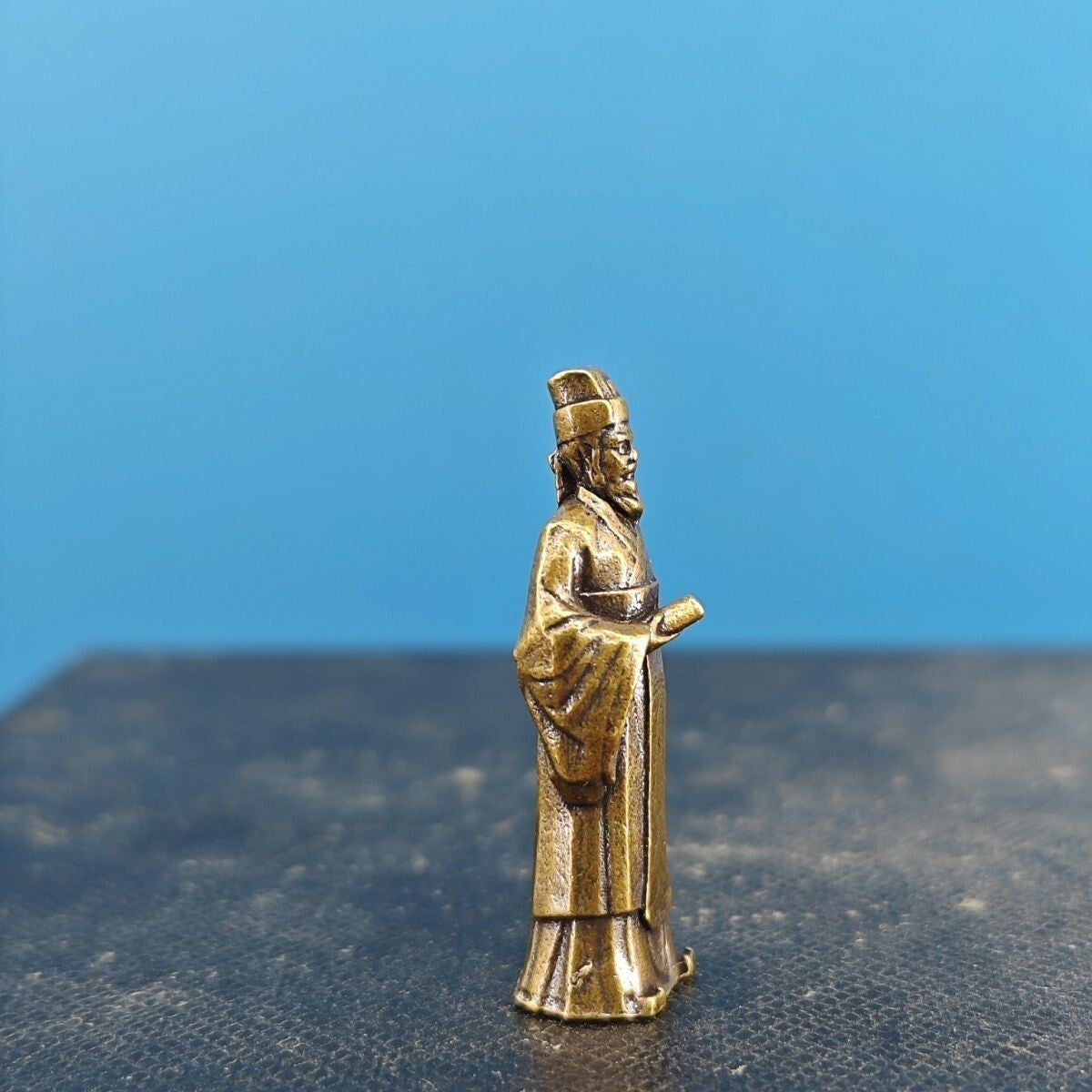 Brass Ancient Man Model Mini Statue Bonsai Rockery Fish Tank Microlandscape