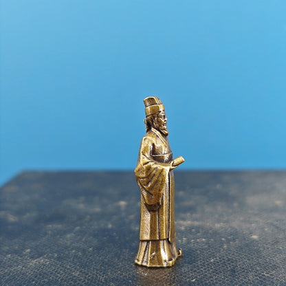 Brass Ancient Man Model Mini Statue Bonsai Rockery Fish Tank Microlandscape