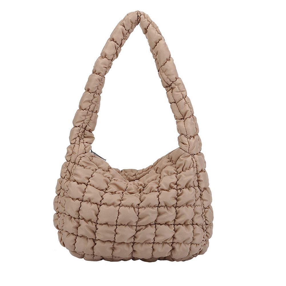 Vegan Crossbody Bags Quilted Pleated Shoulder Tote Bag Versatile Large Handbag
