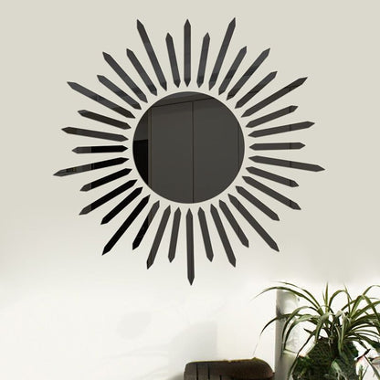 Wall Mirror Stickers Acrylic 3D Sunflower Decorative DIY Room Decors 35.4x35.9cm