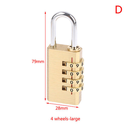 Brass Mini 3/4 Digits Number Code Lock Combination Padlock For Travelling Bag