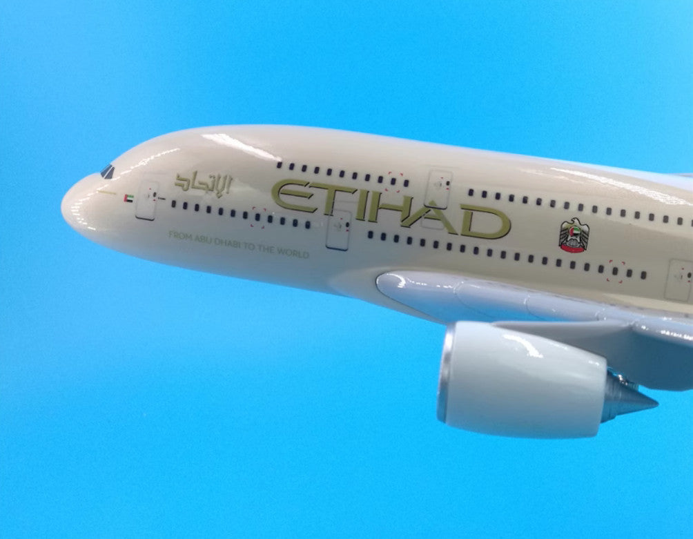 45CM ETIHAD AIRBUS A380 A6-ATA Passenger Plane Aircraft Resin Aeroplane Model
