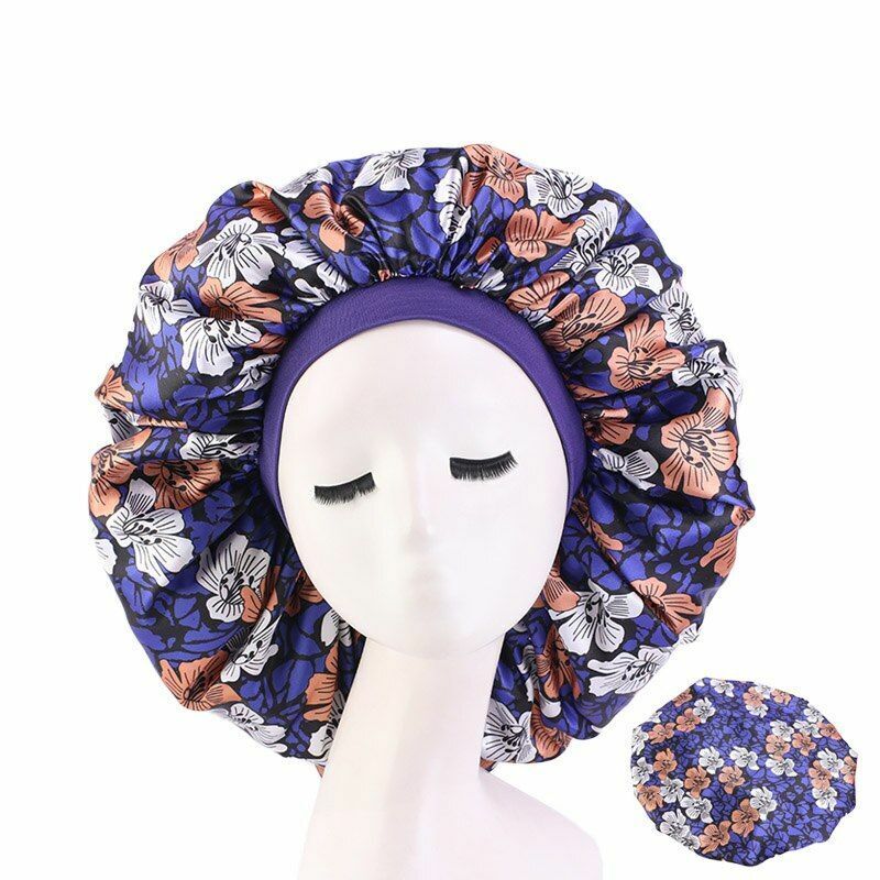 Sleep Night Cap Big Size Beauty Satin Silky Bonnet Head Cover Hat Curly Springy