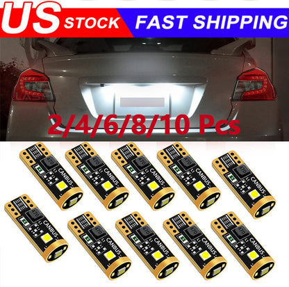 T10 LED License Plate Light Bulbs 6000K Super Bright White 168 2825 194