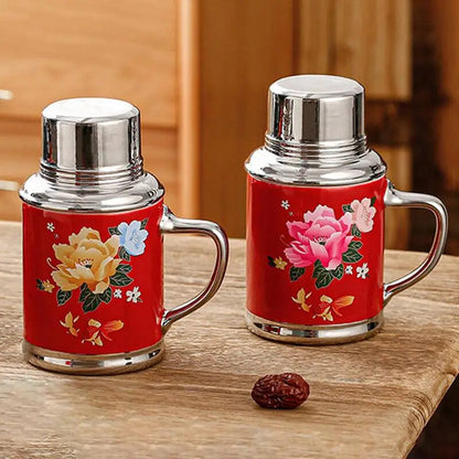 Traditional Chinese Ceramic Tea Cups Tea Mug with Lid Retro Tea Cup