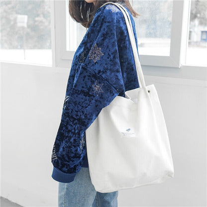 Corduroy Buckle Canvas Women's Bag Large Capacity Arts Style Shoulder Bag