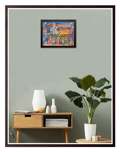 Lord Vishnu & Various God Painting HD Printed Religious Picture Wooden Frame