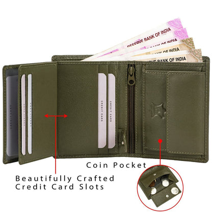 BRAND NEW AUTHENTIC OLIVE GREEN RFID BLOCKING LEATHER MEN'S WALLET