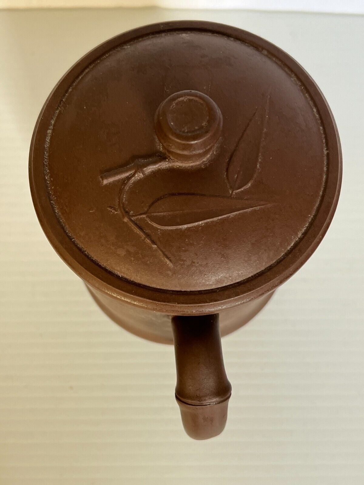 Chinese Yixin Zisha Clay Hand Carved Tea Mug With Lid Bamboo Style