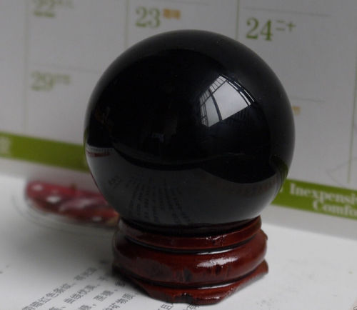 50-100MM Natural Black Obsidian Sphere Large Crystal Ball Healing Stone STAND