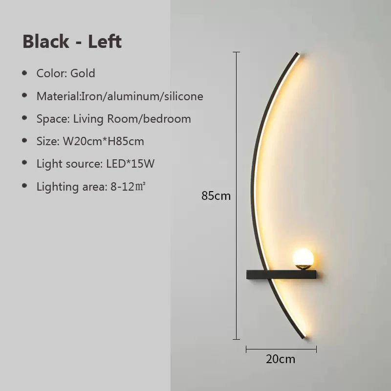 LED Wall Lamps Modern Black Gold Interior Nordic Art TV Home Decor Sconce Lights