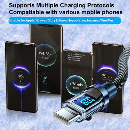 120w Super Fast USB Type-C Charging Braid Phone Charger Lead with Display LOT